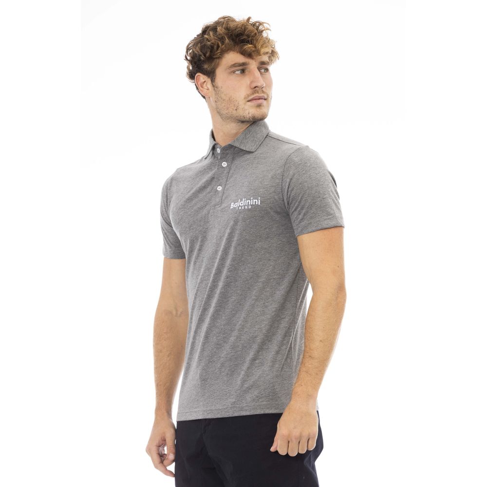 Gray Cotton Mens Polo Shirt