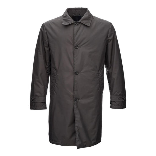 Brown Polyester Men's Trench Jacket