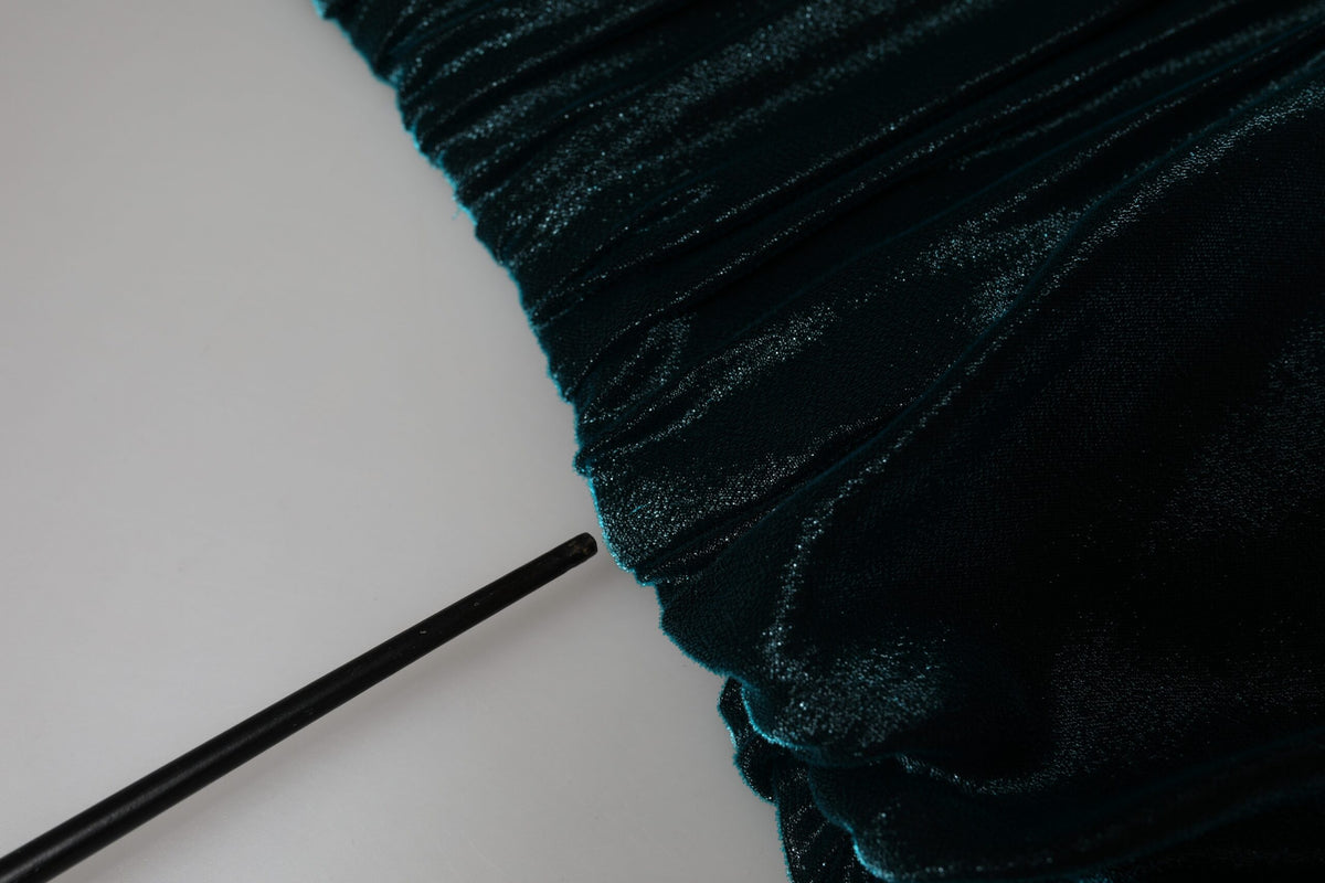 Green Silk Blend Satin Fitted Strapless Dress