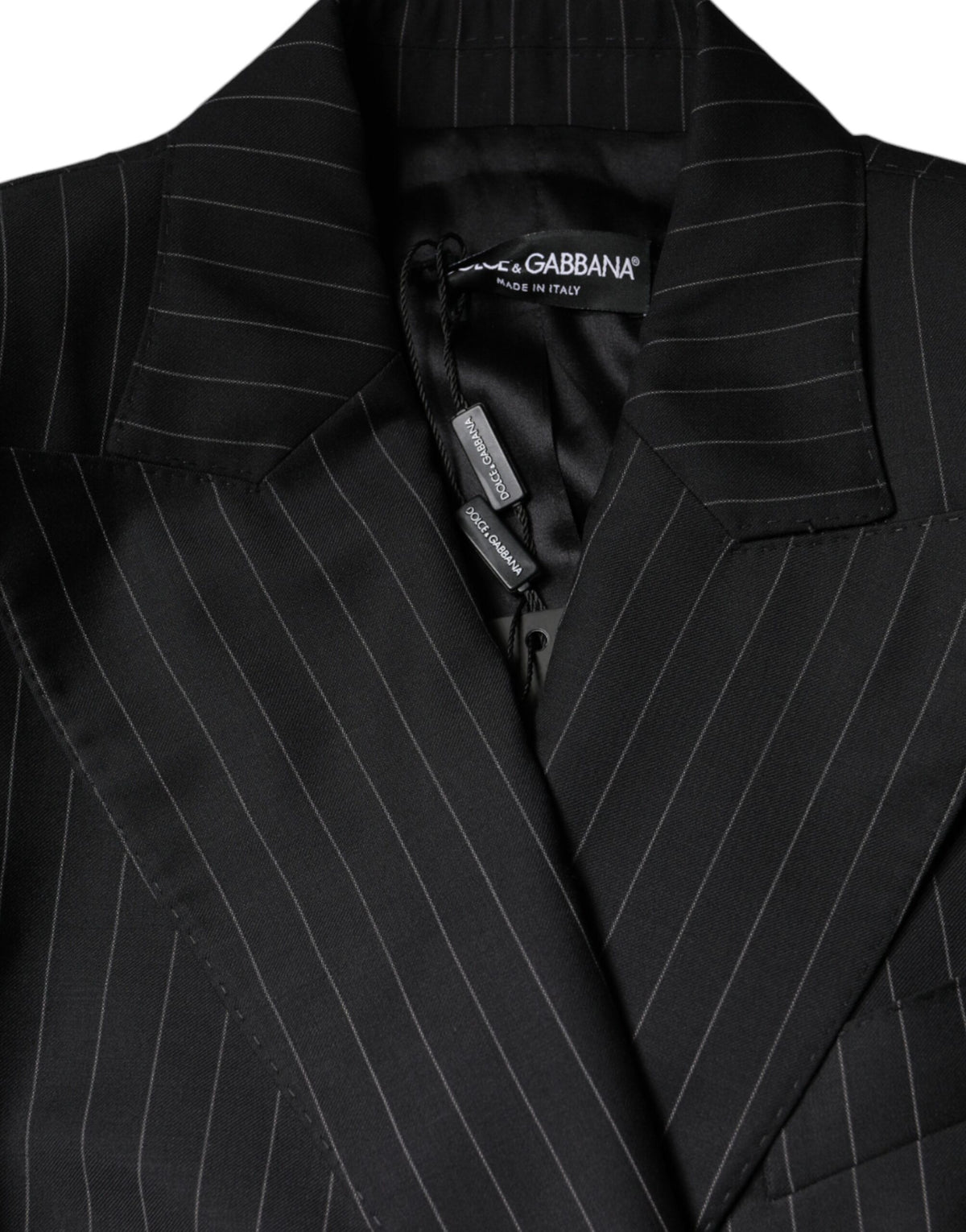 Dark Gray Striped Double Breasted Coat Jacket