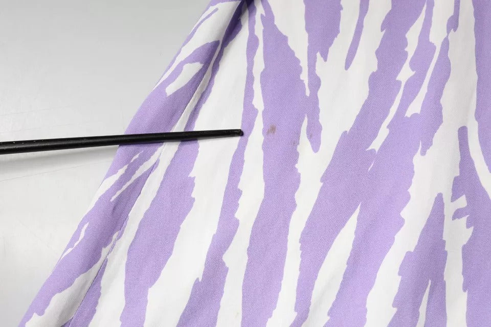 White Purple Patterned Viscose Short Sleeves Maxi Dress
