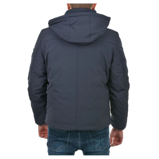 Blue Nylon Men Jacket