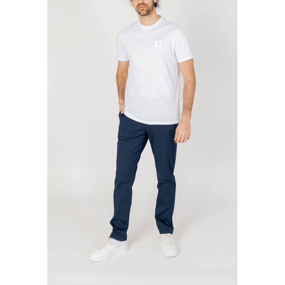 Blue Cotton Casual Pants