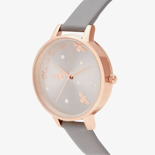 Gray Artificial Leather Dress Watch