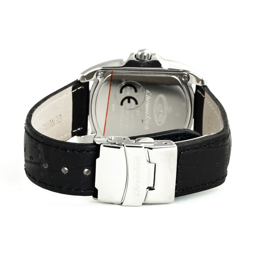 Black Leather Dress Watch