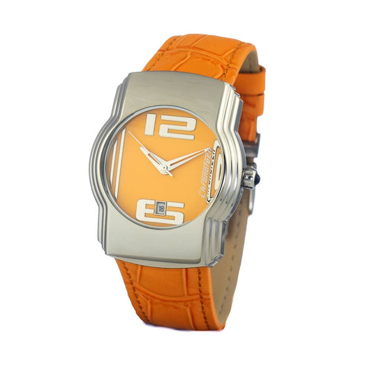 Orange Leather Dress Watch