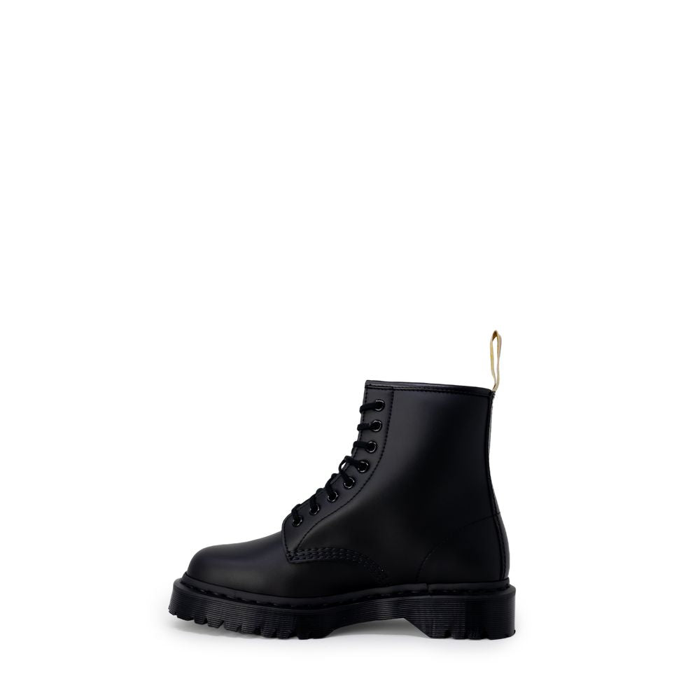 Black Polyester Lace-Up Boots