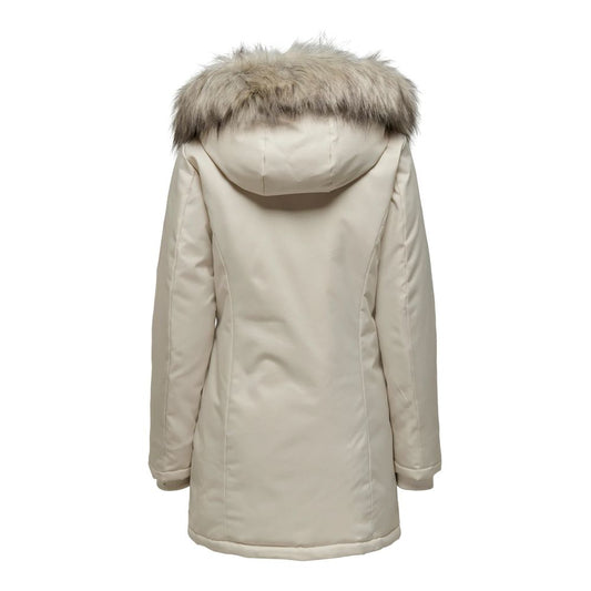Beige Polyester Parka
