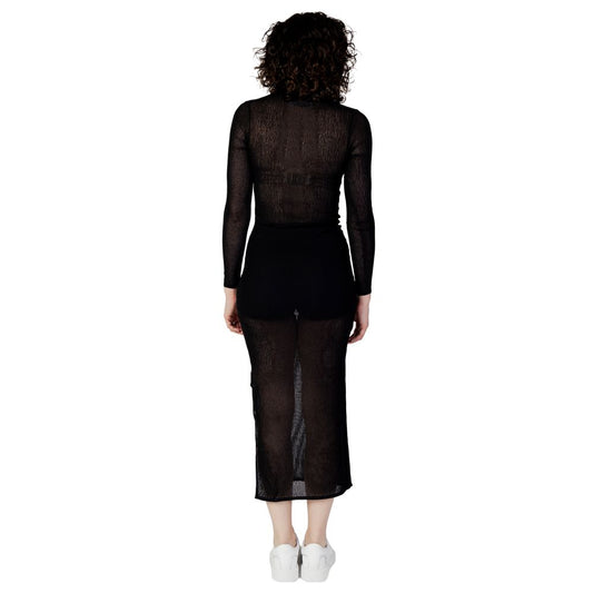 Black Marabou Long Dress