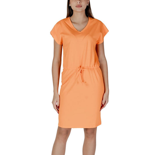 Orange Cotton Midi Dress