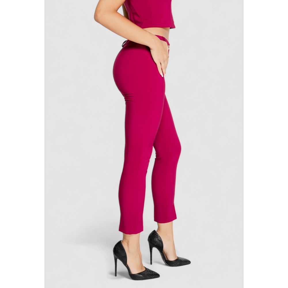 Bordeaux Polyester Casual Pants