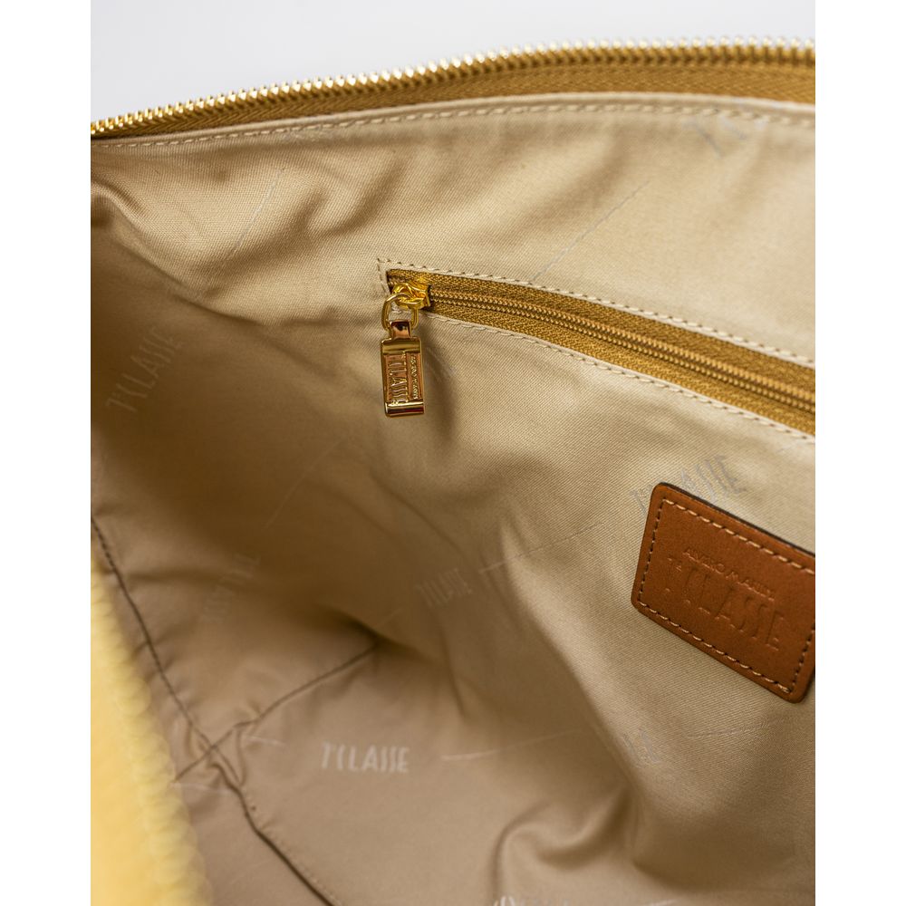 Beige Artificial Leather Handbag