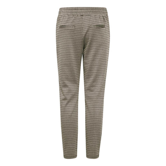 Beige Polyester Casual Pants