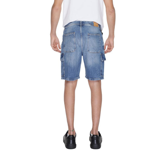 Blue Cotton Bermuda Shorts