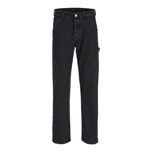 Black Cotton Relaxed Fit Jeans