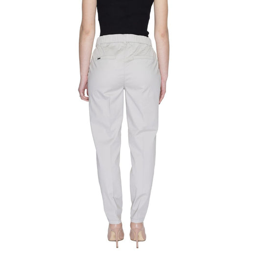 Beige Cotton Casual Pants