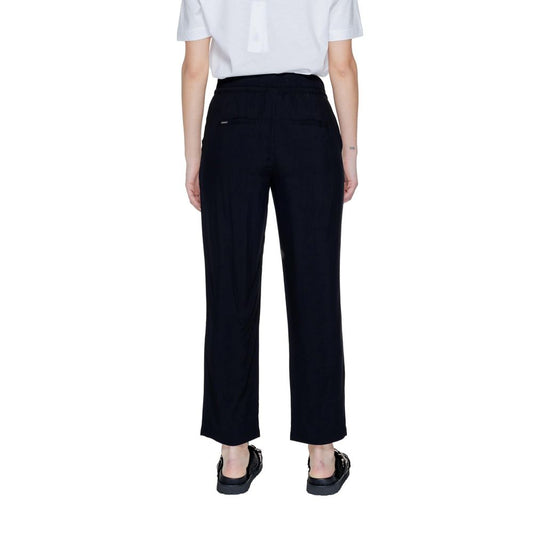 Black Viscose Casual Pants