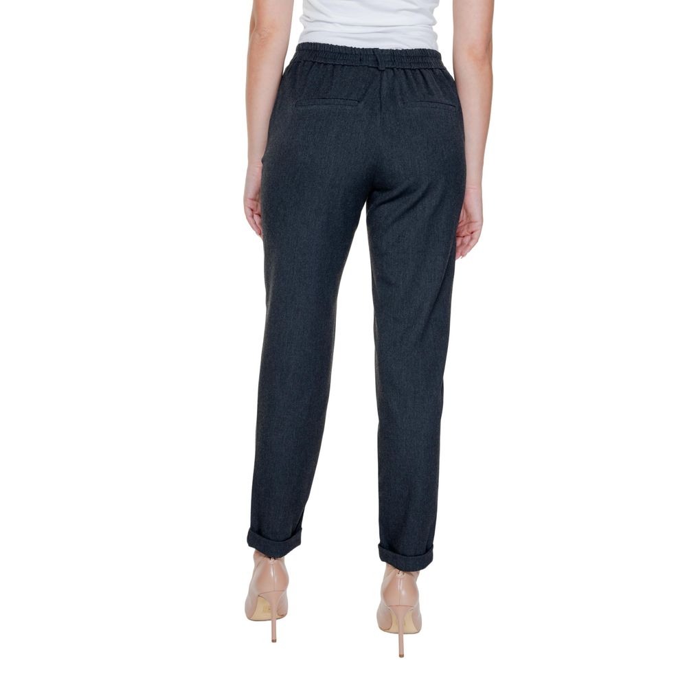 Gray Polyester Casual Pants