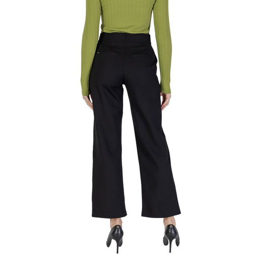 Black Viscose Casual Pants