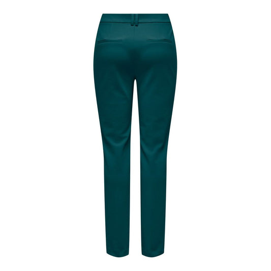Green Polyester Casual Pants