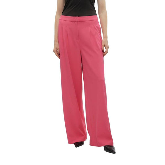 Pink Polyester Casual Pants