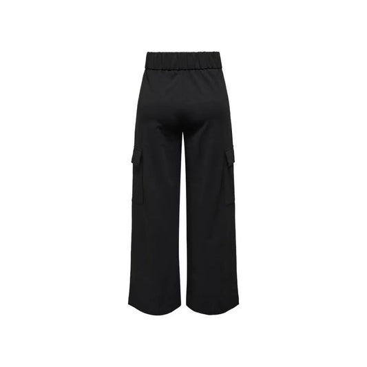 Black Polyester Casual Pants