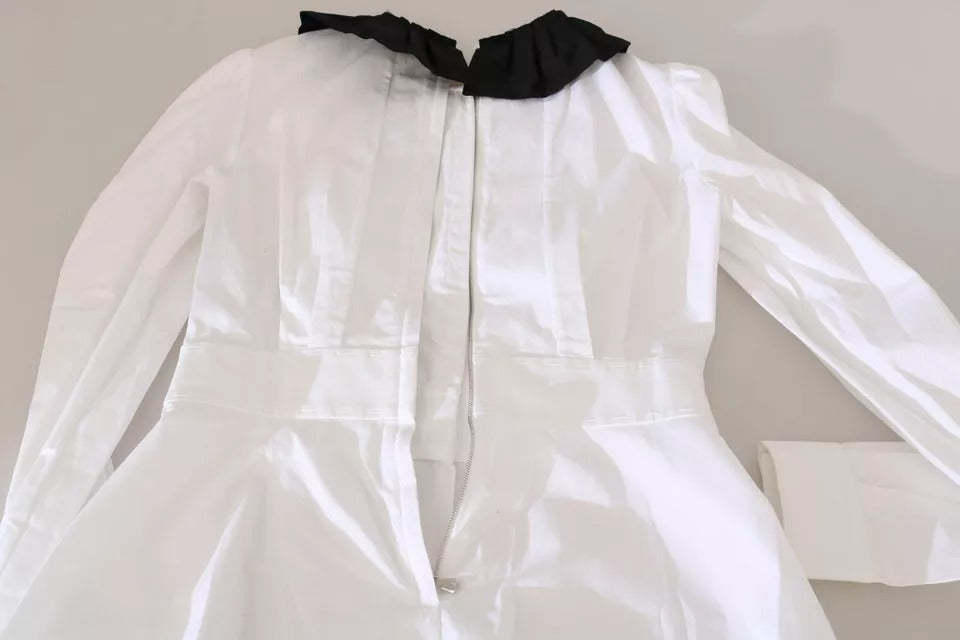 Black White Decorative Buttons Tops Shirt Blouse