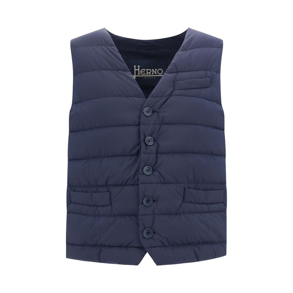 Blue Polyamide Sleveless Jacket