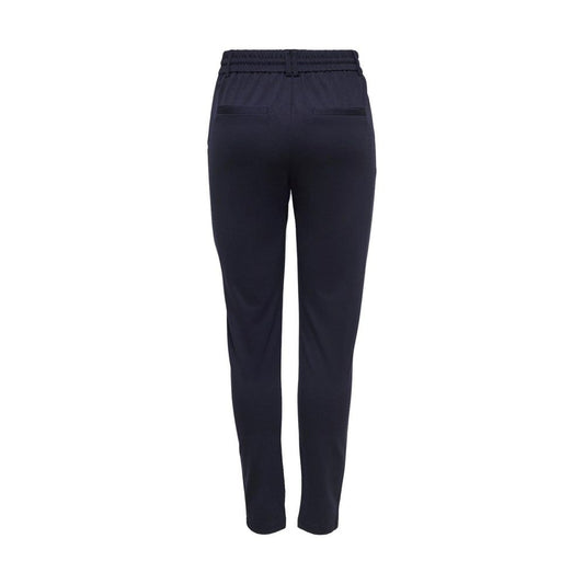Blue Viscose Casual Pants