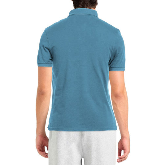 Light Blue Cotton Men Polo Shirt
