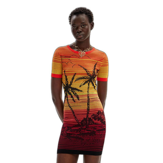 Multicolor Viscose Midi Dress