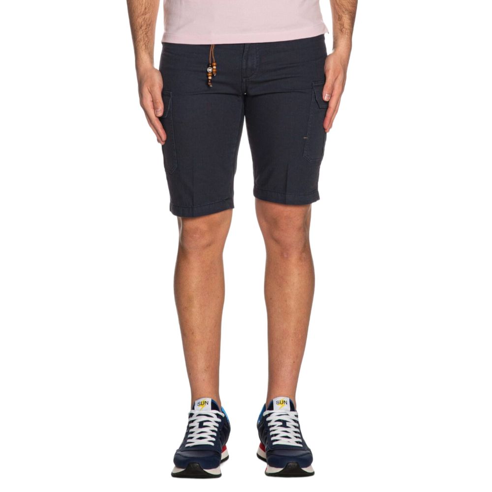 Blue Cotton Men Bermuda Shorts