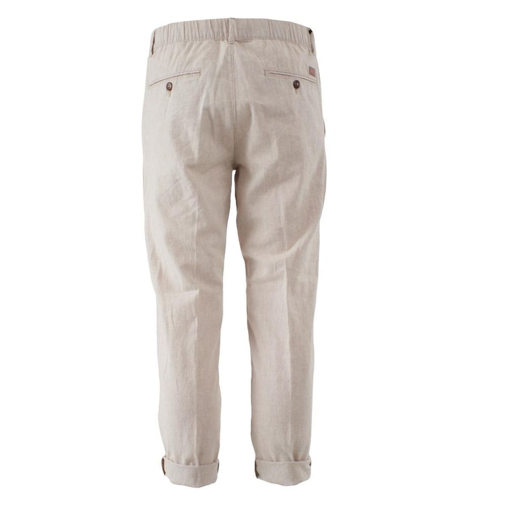 Beige Linen Men Trouser