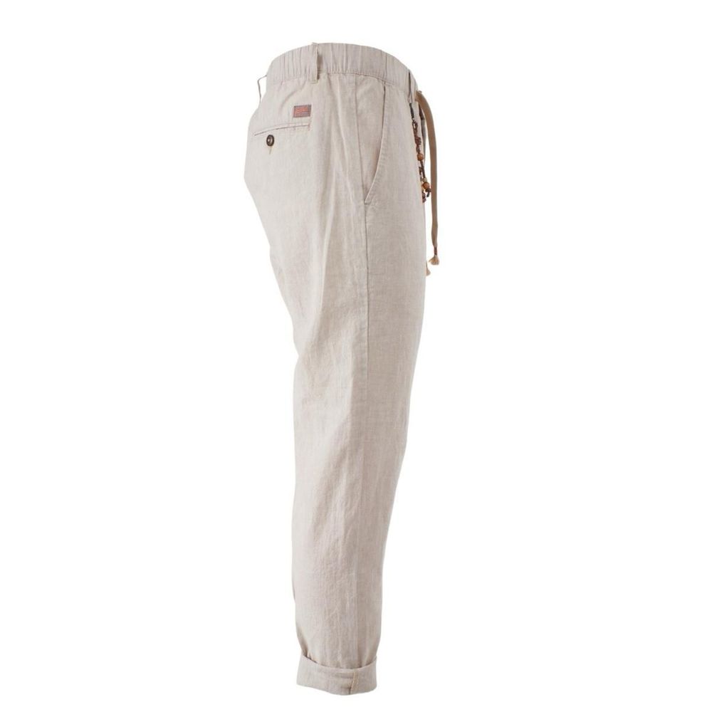 Beige Linen Men Trouser