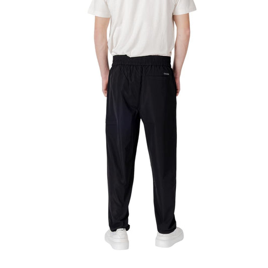 Black Polyester Casual Pants