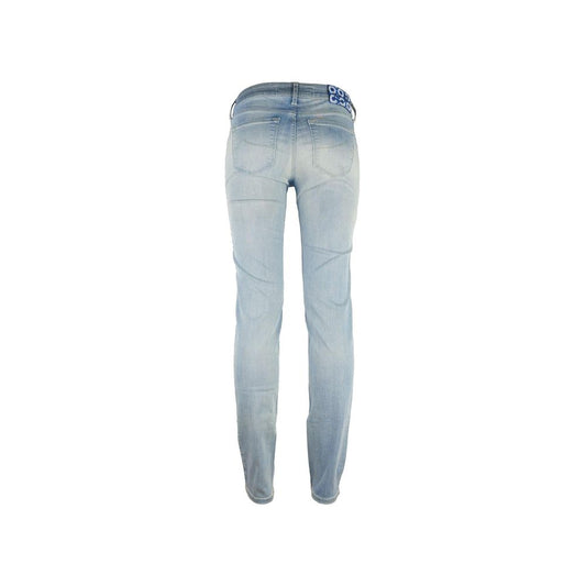 Blue Cotton Straight-Leg Jeans