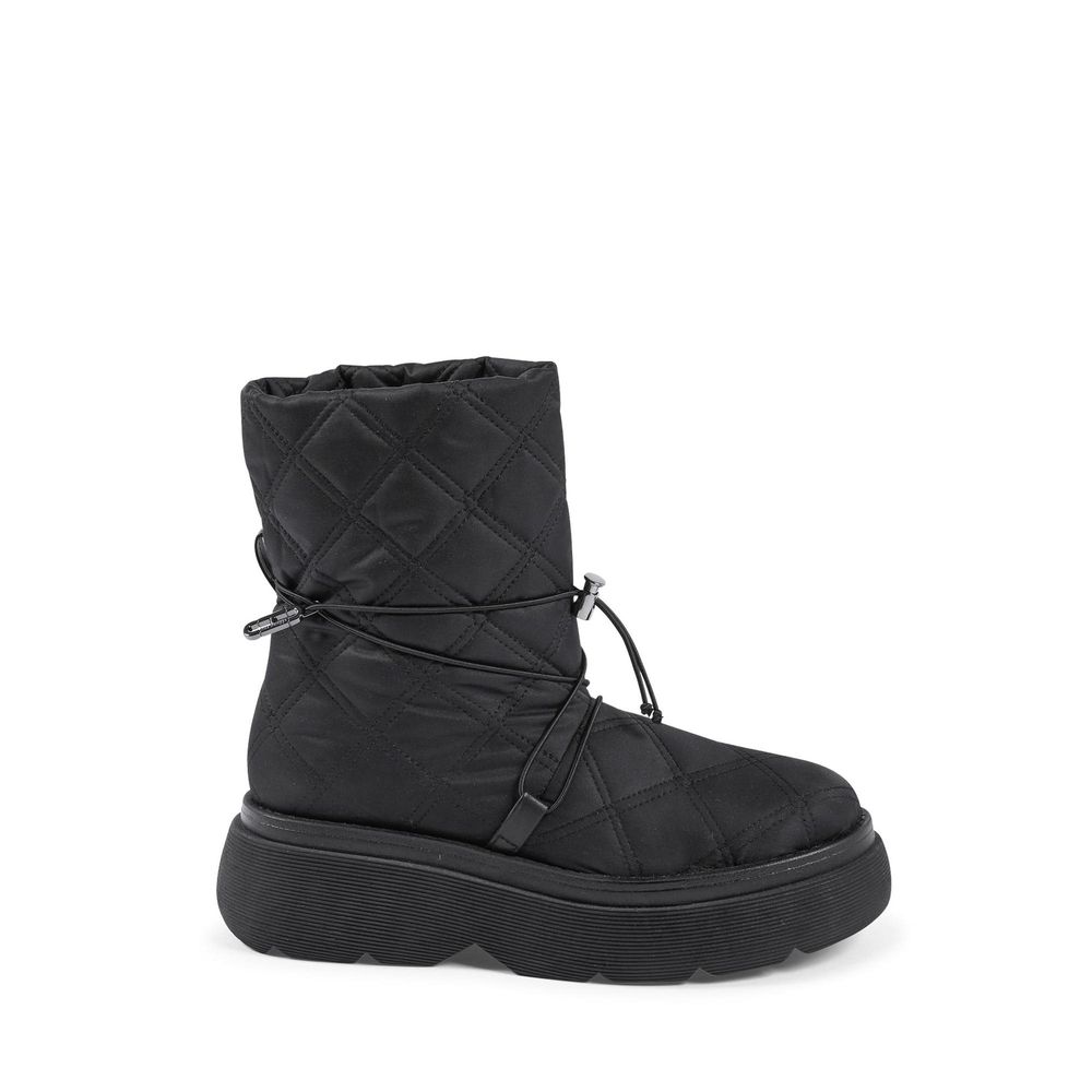 Black Nylon Flat Boots