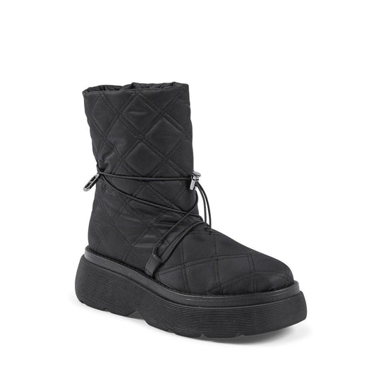 Black Nylon Flat Boots