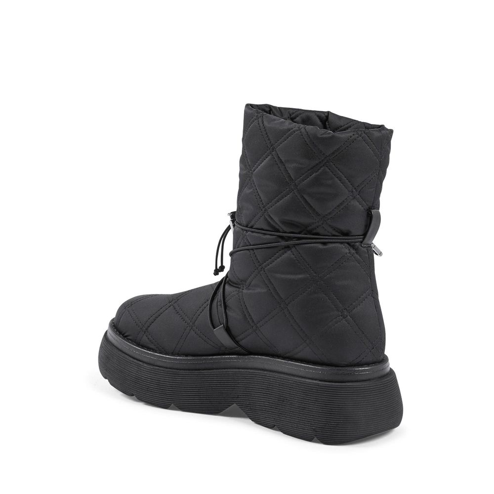 Black Nylon Flat Boots