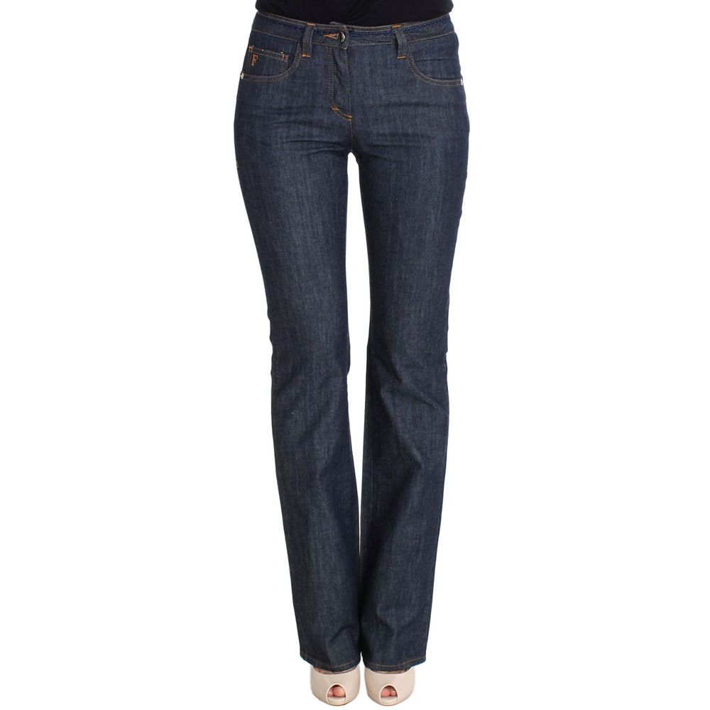 Blue Cotton Bootcut Jeans