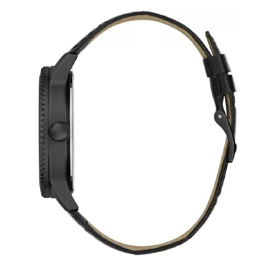 Black Leather Dress Watch