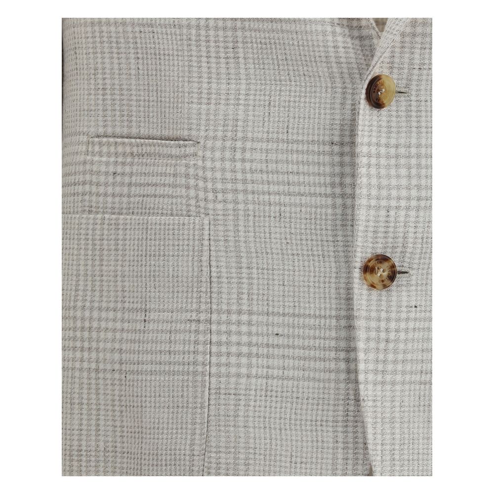 Check pattern linen Blazer