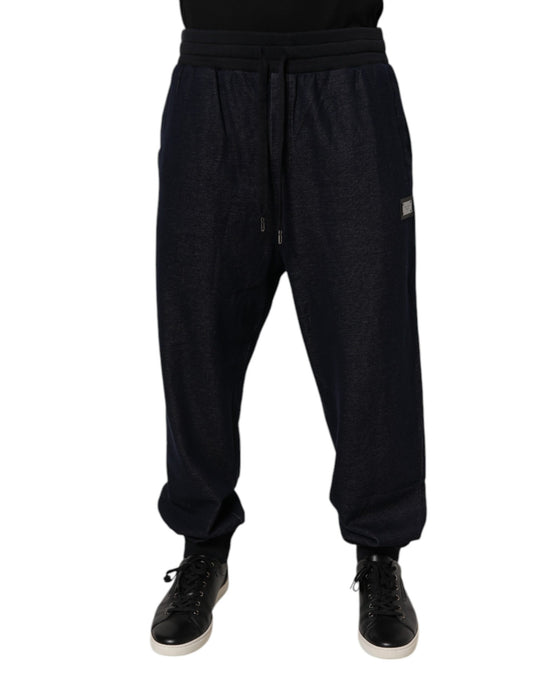 Black Jacquard Cotton Jogger Sweatpants Pants