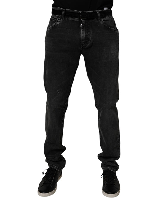 Black Cotton Stretch Men Skinny Denim Jeans