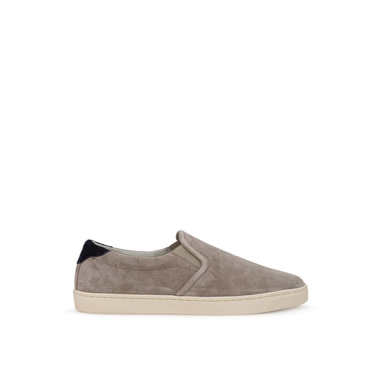 Beige Leather Slip-On Loafers