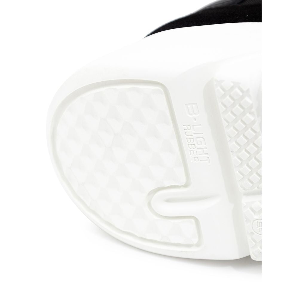 Black And White Fabric And Leather Sneaker