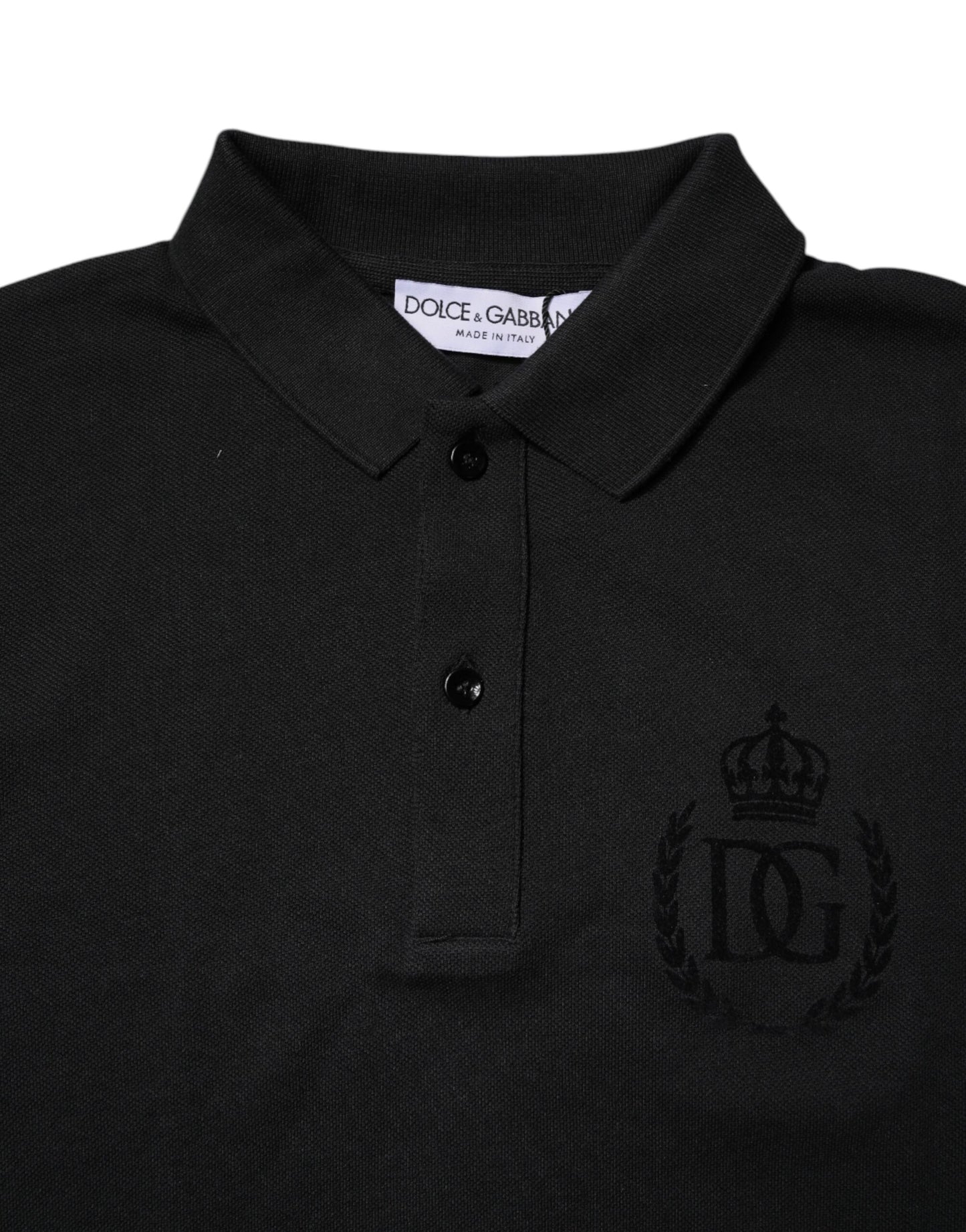 Black Cotton DG Logo Collared Polo T-shirt