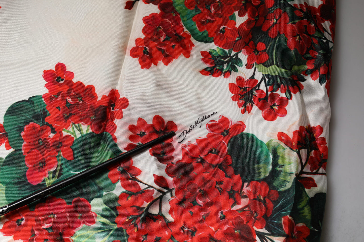 White Floral Printed Silk Knee Length Dress