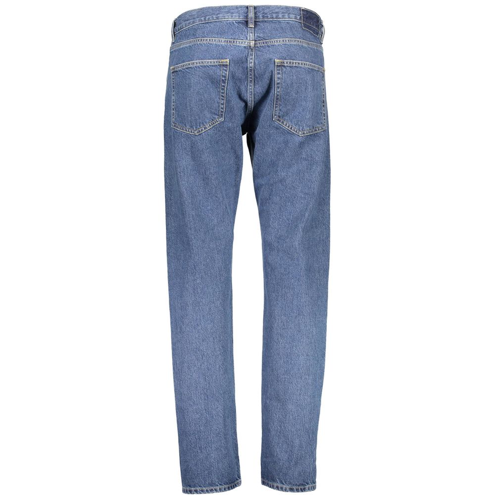 Blue Cotton Straight-Leg Jeans