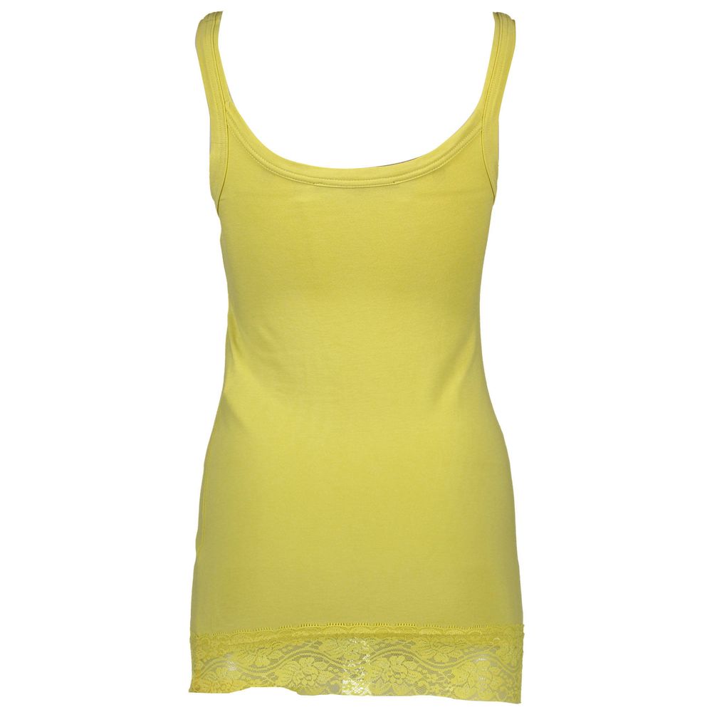 Yellow Cotton Womens Tank with Lace Detail